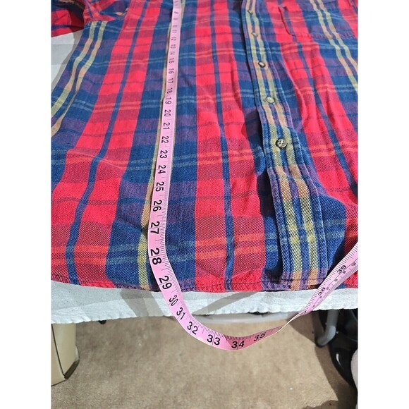 John Ashford Sport Mens Plaid Flannel Button Up Long Sleeve‎ Shirt Medium - Picture 4 of 7